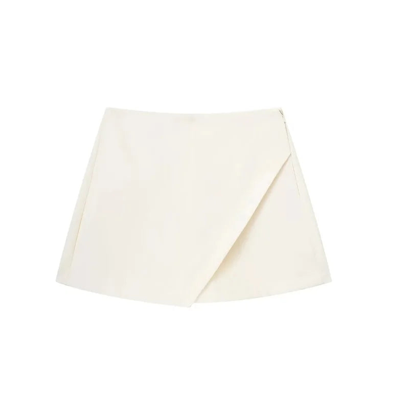 Asymmetric High Waist Mini Skort